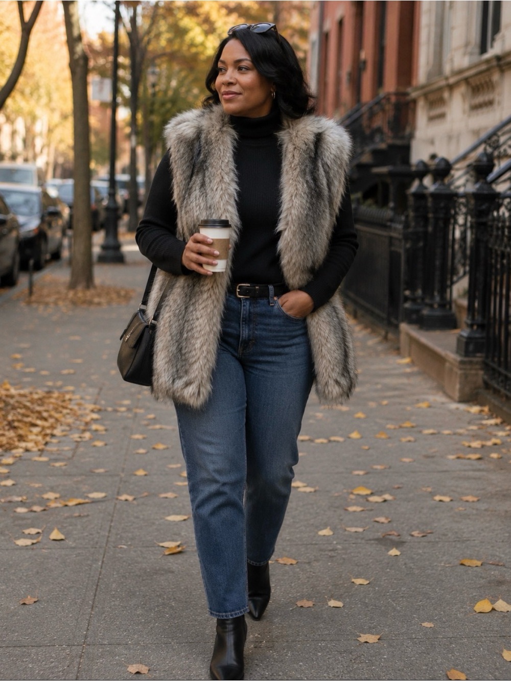 Banana Republic Silver-Grey Faux Fur Vest